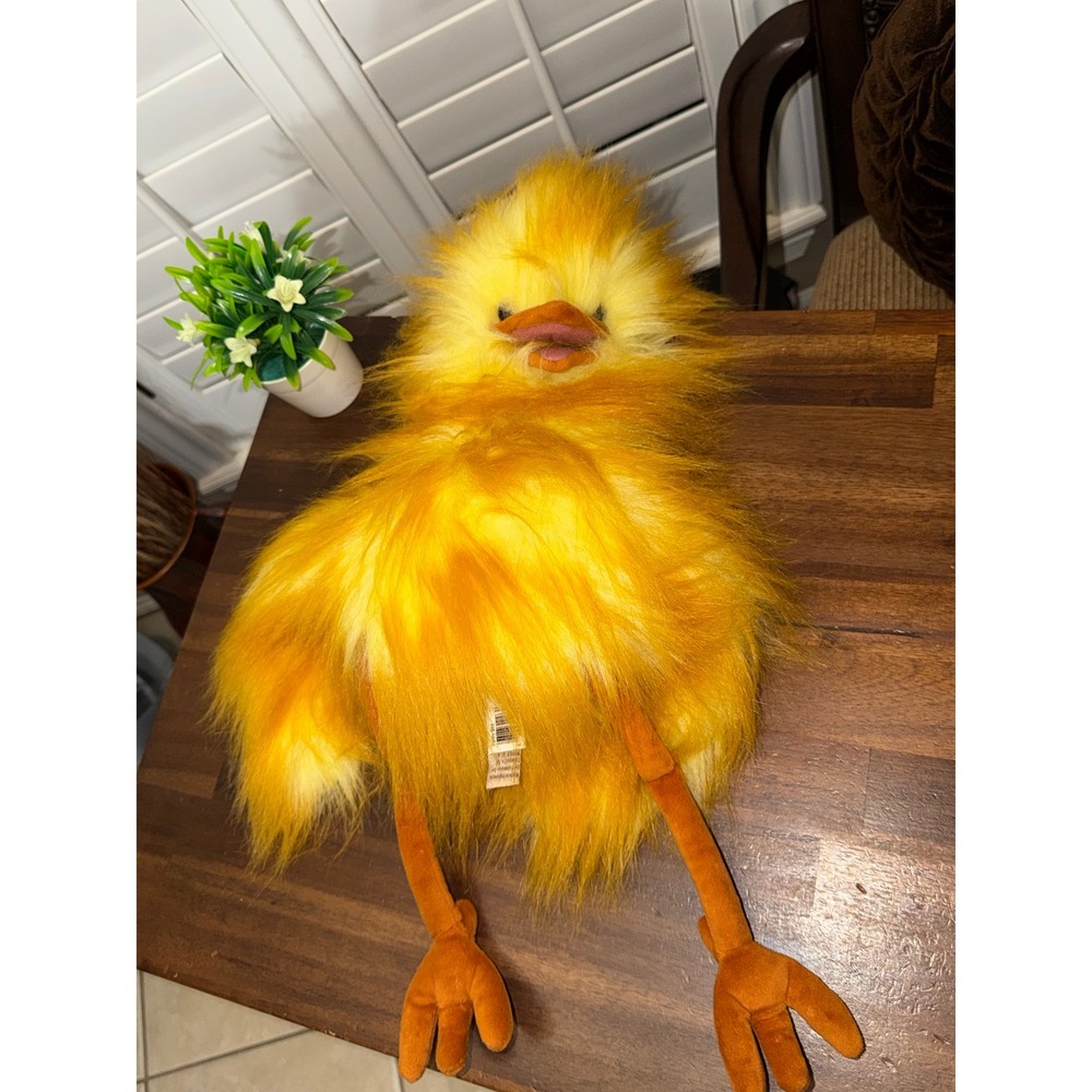 Folkmanis Funny Bird Hand Puppet Yellow Orange Shaggy Plush 20 Inch